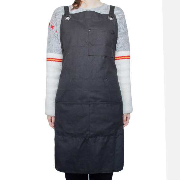 BuyBowie BBQ Grill Apron ,Grill Apron Kitchen Chef Bib Professional for Outdoor， BBQ, Baking, Cooking for Men Women / 100% Cotton, Adjustable 3 Pockets(Black)