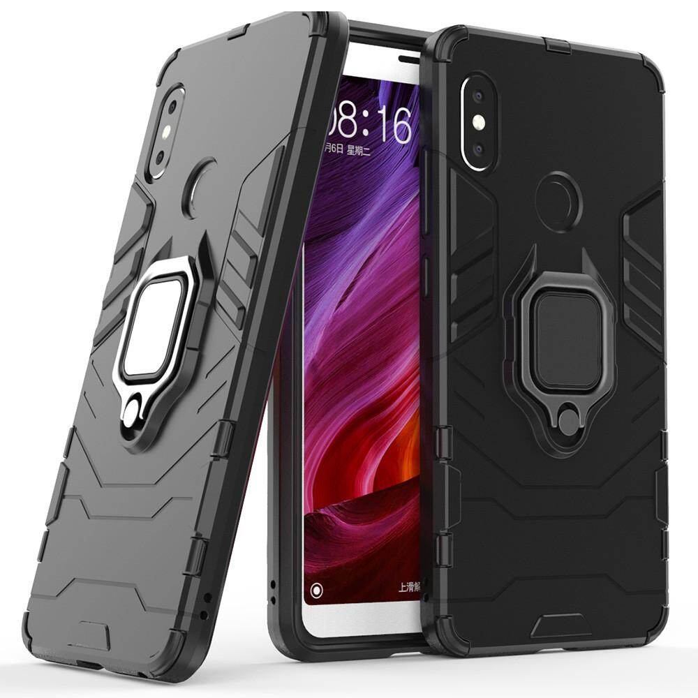 For Xiaomi Redmi Note 5 Phone Case Silicone TPU and Hard PC Cover Luxury Armor Shockproof Metal Ring Holder Casing