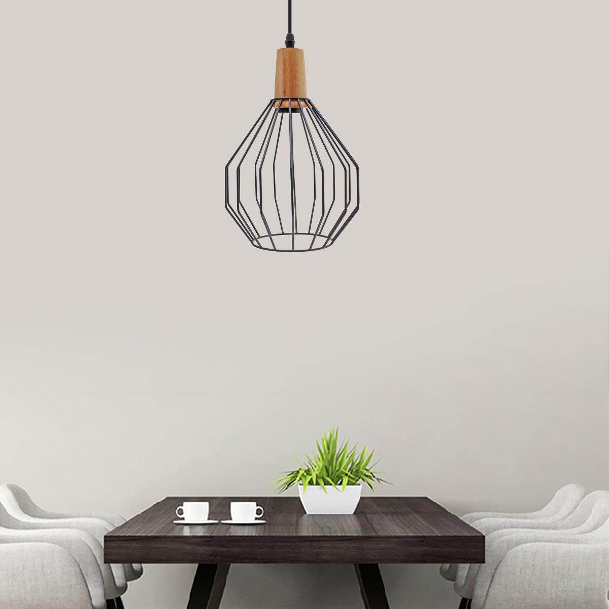 Modern Ceiling Lights Bar LED Lamp Wood Pendant Light Black Chandelier Light