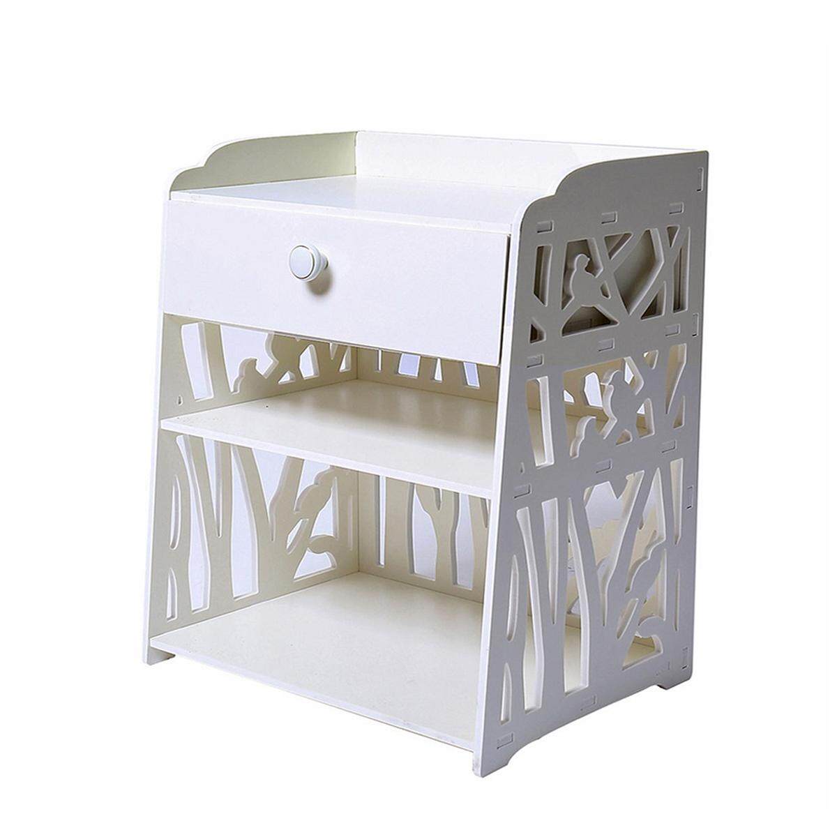 White Bedside Table Cabinet Cupboard Nightstand Storage Organizer Shelving Rack 40x30x50cm - intl