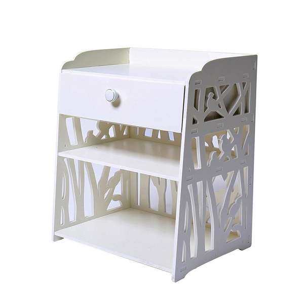 White Bedside Table Cabinet Cupboard Nightstand Storage Organizer Shelving Rack 40x30x50cm - intl