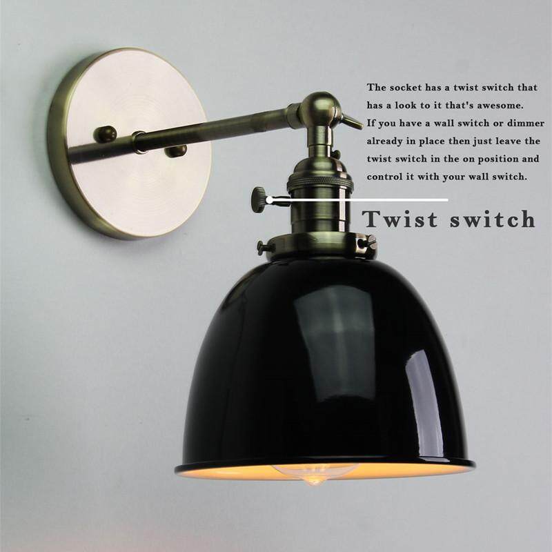 E27 Retro Vintage Bowl Sconce Loft Cafe Edison Wall Light Bulb Lampshape Holder