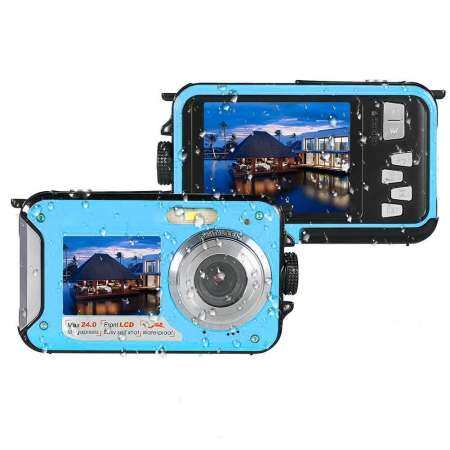 niceEshop 24MP Underwater HD Digital Camera, FULL HD 1080P Waterproof Camera with Zoom Lens and Dual Screen for Self-timer