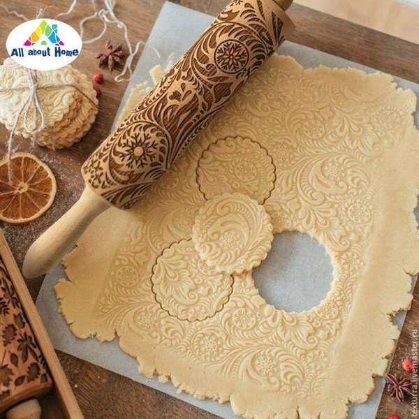 ABH 1 cái Bằng Gỗ Cán Dập Nổi Làm Bánh Giáng Sinh Bánh Mì Bánh Fondant