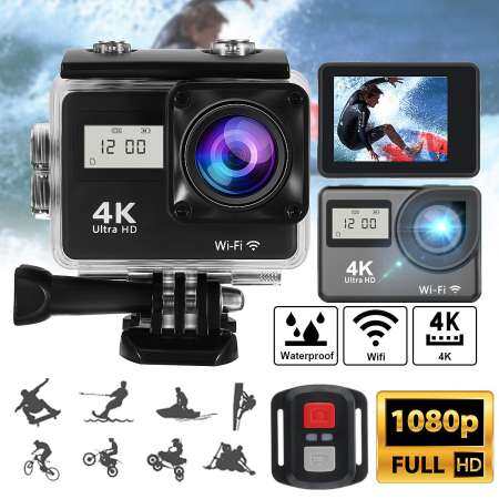 2.0 'LCD หน้าจอ Dual 170°4K HD WiFi กีฬากล้องแอ็คชั่น DV ด้วยรีโมทคอนโทรล - INTL
