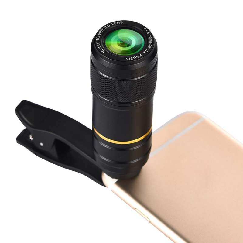 Hautik HK-005 Universal 12X20 Mm F1.8 Lensa Telefoto dengan Klip, untuk iPhone, Galaxy, Sony, Lenovo, HTC, Huawei, Google LG Xiaomi, Earphone Smartphone dan Ultra Tipis Kamera Digital-Internasional