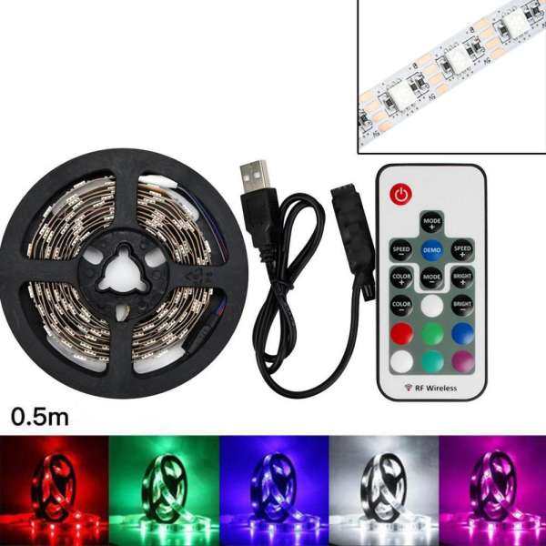 JY 50 CM USB Dây ĐÈN LED Ánh Sáng TRUYỀN HÌNH Đèn Hậu 5050RGB Màu Sắc Thay Đổi + Điều Khiển từ xa