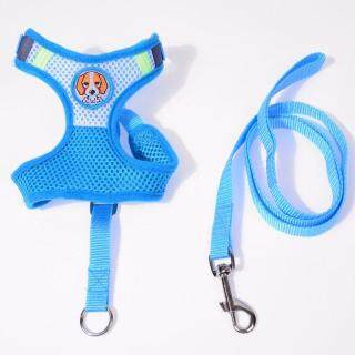 Summer breathable dog harness and leash set dog chest strap sandwich double layer luxury mesh strap dog leash running 6 colors thumbnail