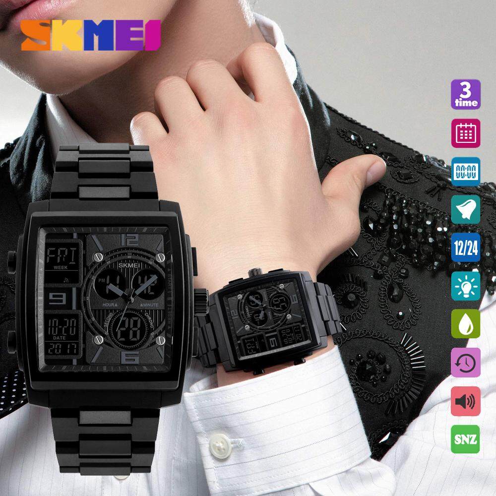 SKMEI 1274 Men 3 Times Casual Watch Dual Display Business Fashion Watches 5 Groups Alarm Wristwatch Countdown Snooze Lazada PH