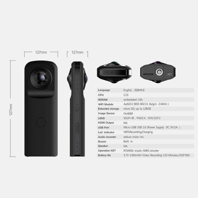 Chux G601 Mobile Phone Panoramic Motion Sports 360 Degree images Camera HD Wide Angle Dual Recorded Dual Lens Motion Camera...