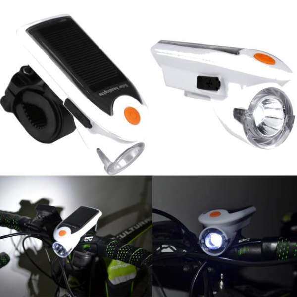 Rechargeable New 1 LED Bicycle Cycling Solar Headlight Front Head Light