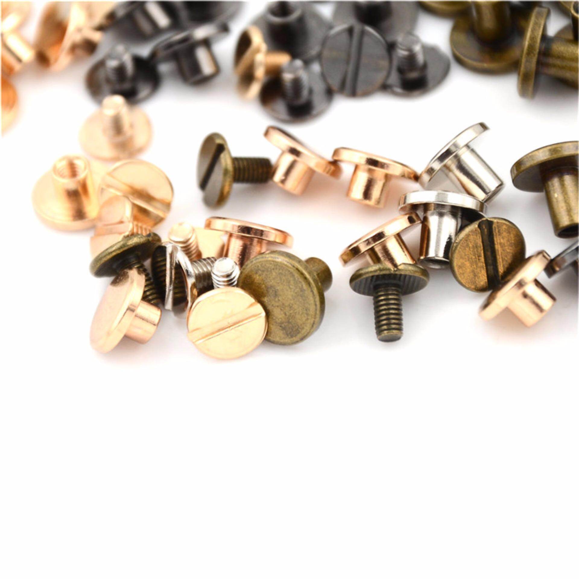 10set Flat Head Brass Solid Stud Screw Nail Rivets Leather Craft Wallet Belt DIY