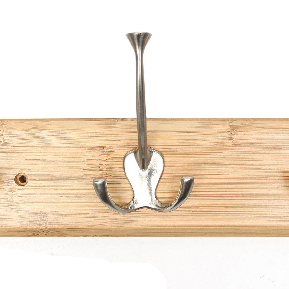 Solid Oak Vintage Coat Rack, Triple Cast Iron Hooks Handmade Wooden Wall Mounted（Natural colour）