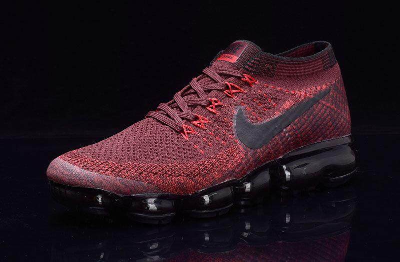 Nike Air VaporMax Flyknit 2 Women's Light Sport Sneakers Breathable Casual Running Shoes (Black/Wine Red)