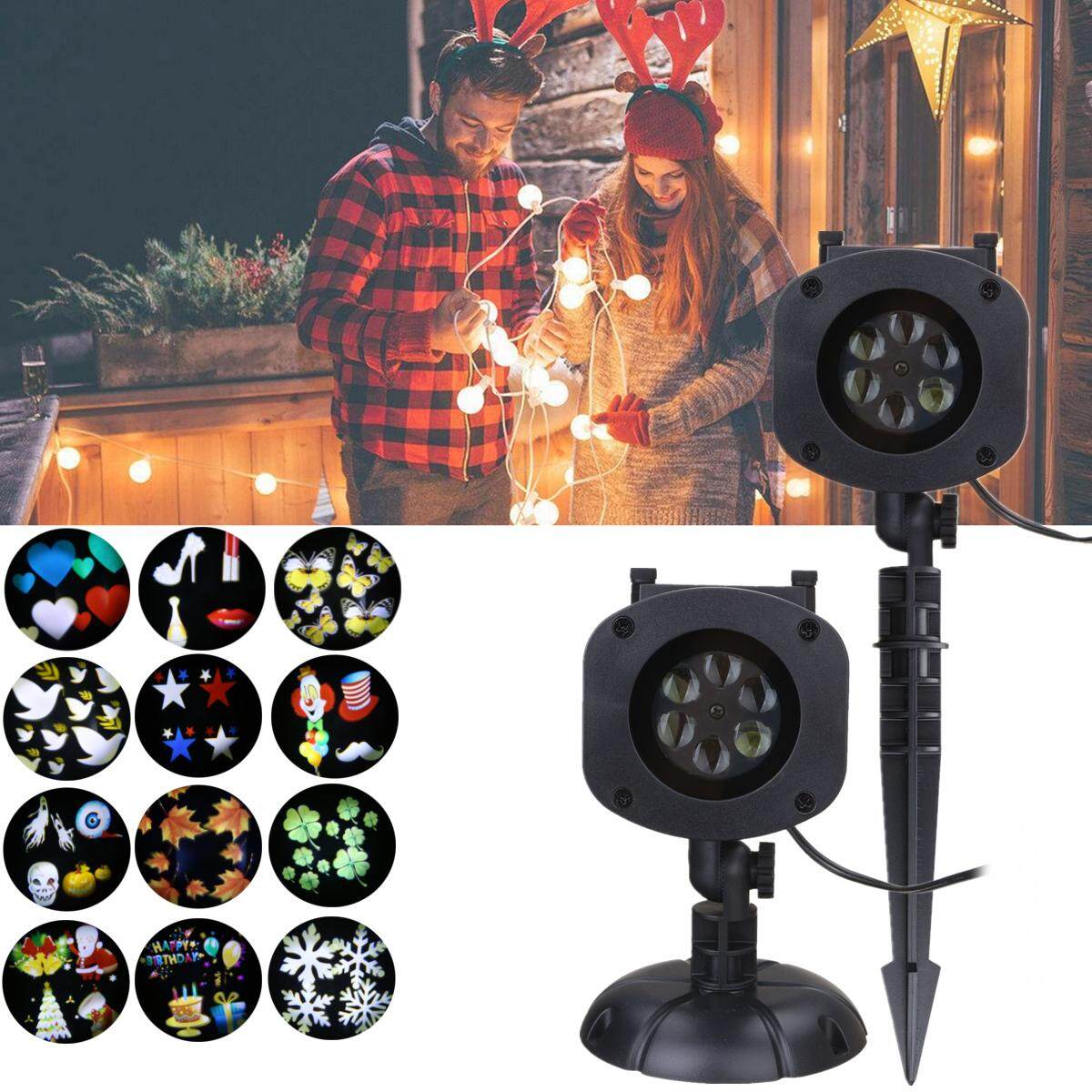 12 Hoa Văn 4 wát LED chiếu Xa Sân Khấu Di Chuyển Laser Spotlightt cho Giáng Sinh Halloween [Phích Cắm CHÂU ÂU]]