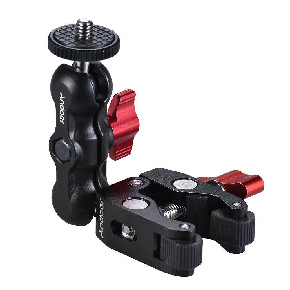 Andoer Multi-function Ball Head Clamp Ball Mount Clamp Magic Arm Super Clamp with 1/4-20 Thread for GPS Phone LCD/DV Monitor LED Video Light Flash Light Microphone and More