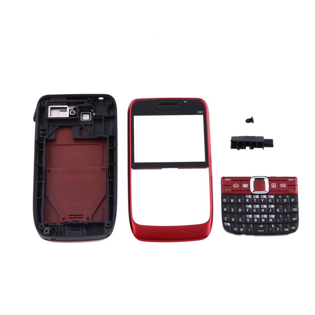 SmartPhonemall Vỏ Toàn Bộ Thân Máy (Nắp Trước + Mép Viền Khung Giữa + Nắp Lưng + Bàn Phím) Cho Nokia E63 (Đen)
