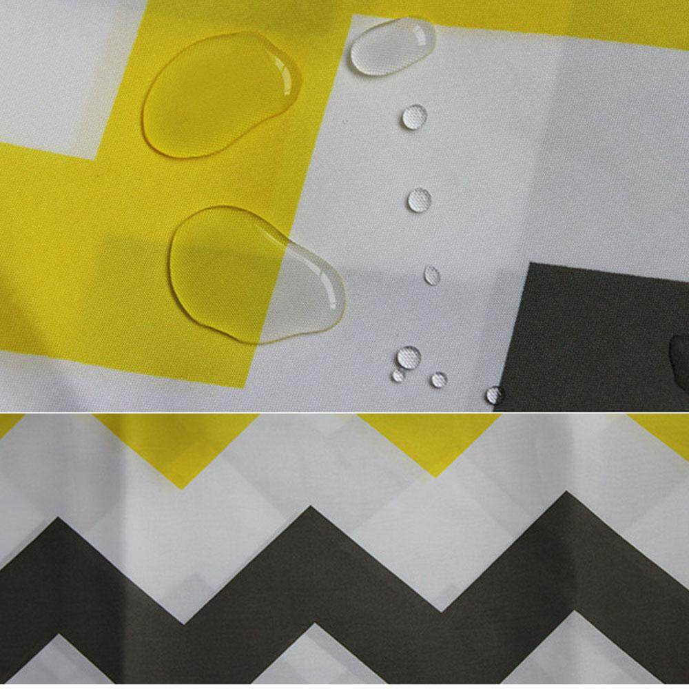 180 x 180cm Bathroom Shower Wavy Stripes Pattern Waterproof Polyester Curtain with Hooks Yellow - intl