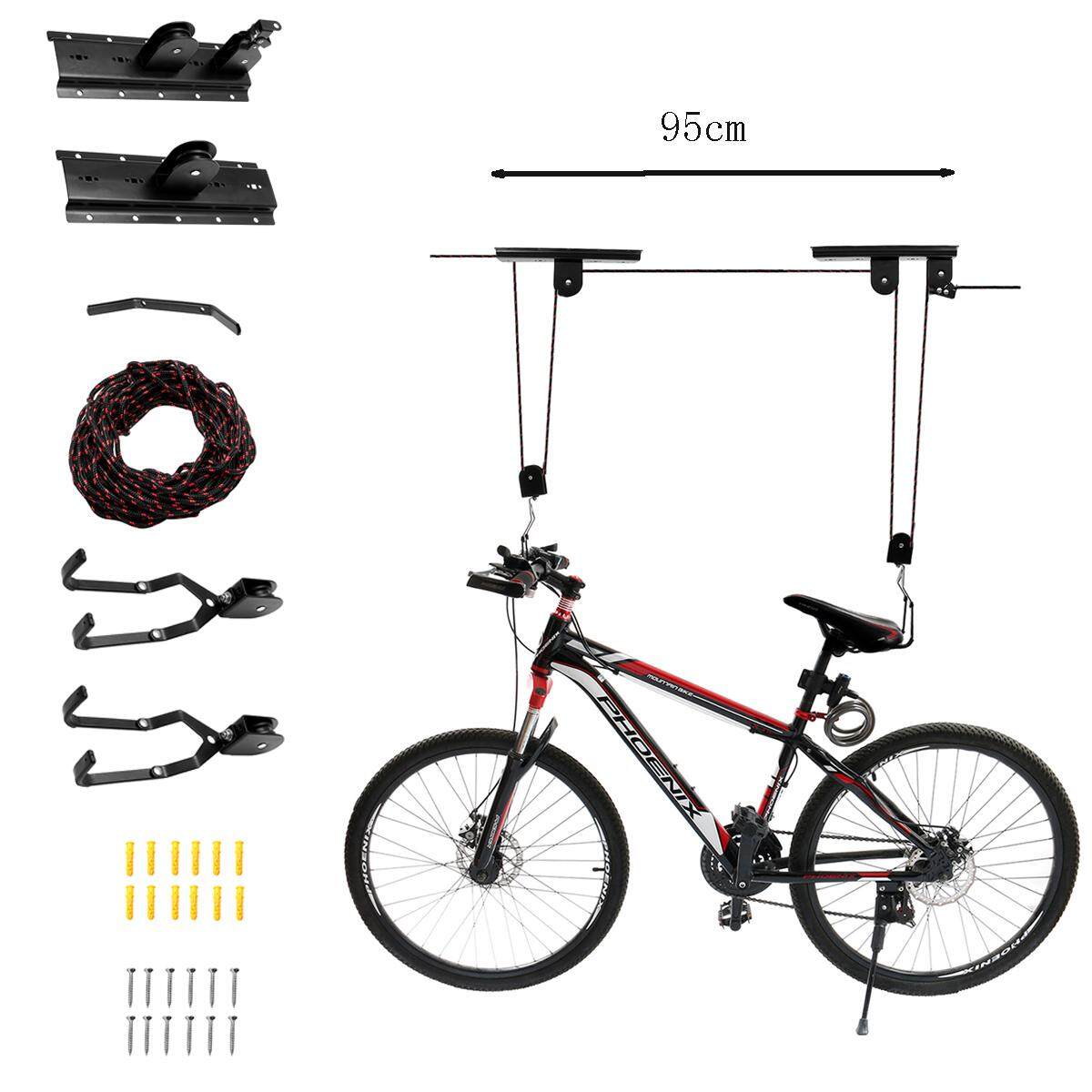 Bike Lift Hoist Pulley System Ceiling Hook Garage Storage Rack Kayak Ladders