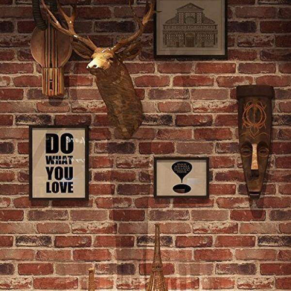 Akea Flat Faux Brick Stone Wallpaper Roll 3D Effect Blocks Vintage Home Decoration Multi Countryside Red