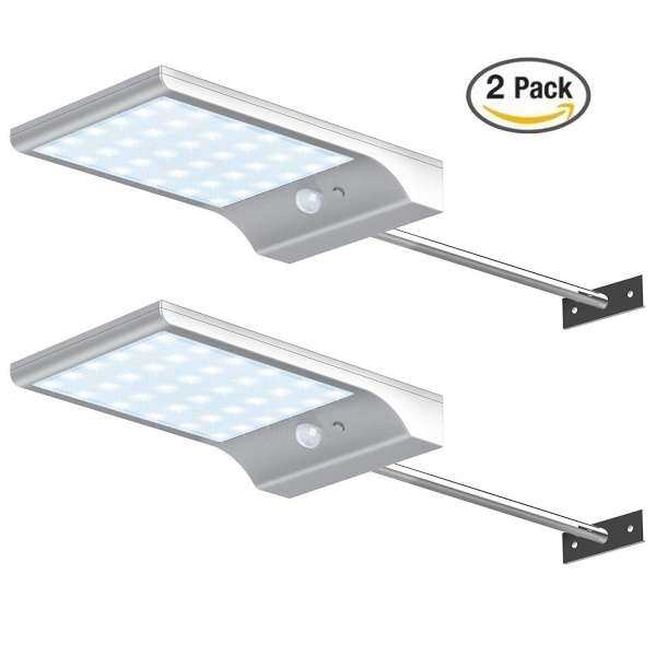 Đèn năng lượng mặt trời 36 BÓNG ĐÈN LED Ngoài Trời Cảm Biến Chuyển Động Đèn Chạy Bằng Năng Lượng Mặt Trời Đèn Sân Vườn cho Sân Sàn Tàu Sân Máng Nước Đường Đi (Gói 2)