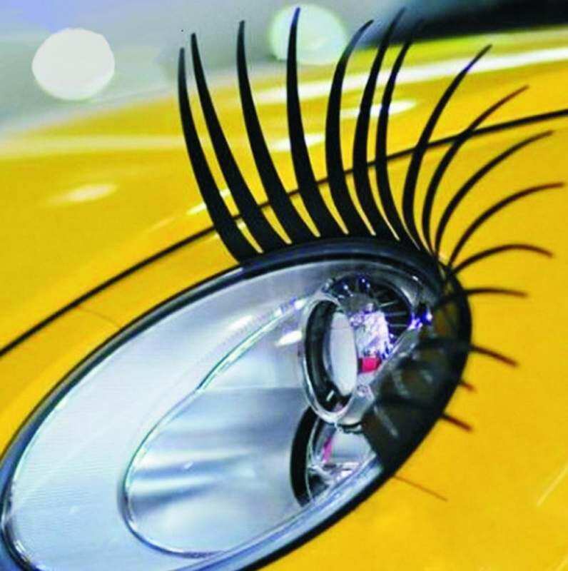1 Pair Menarik Bulu Mata Palsu Hitam Mobil Stiker Lampu Pengatur Gaya Hiasan Mobil Mobil 3D Eye Lash Sticker
