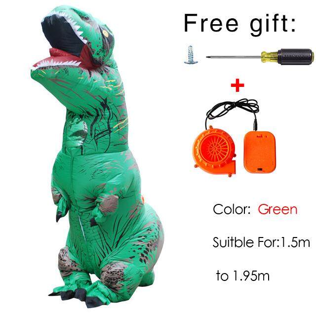 Inflatable T-Rex Dinosaur Costume Adult Fancy Dress Blow Up Suit-White