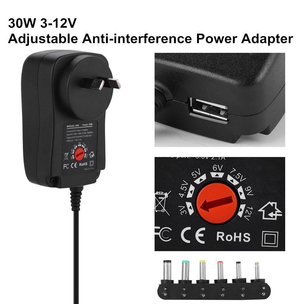 Justgogo 30W 312V Adjustable Power Adapter Antiinterference 100240V