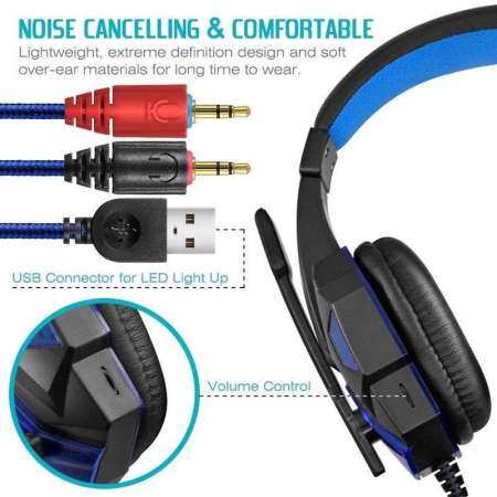 Big Sale Over Ear Gaming Headset with Mic and LED Light for Laptop Cellphone PS4