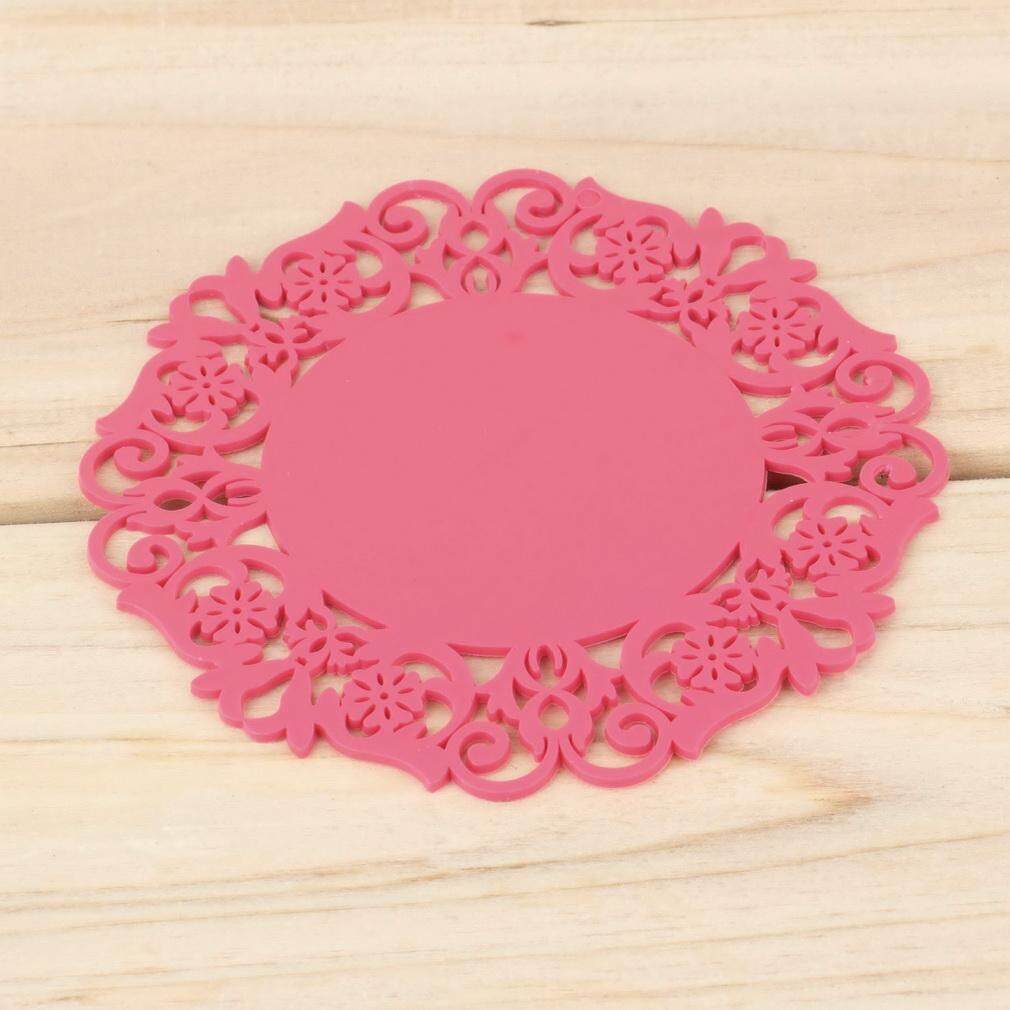GOOD New Flower Hollow Out Silicone Placemat Table Mat Pad Cup Bowl Holder Coaster - intl