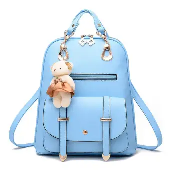 Women Fashion Plain Backpacks Soft Leather Shoulder School Travel