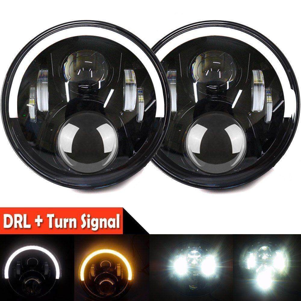 2X7 inch Đen HI/Lô Chùm LED Đèn Pha/Xe Máy Đèn Lái Hào Quang CREE Đôi Mắt Thiên Thần Cho xe Mô Hình Jeep Wrangler