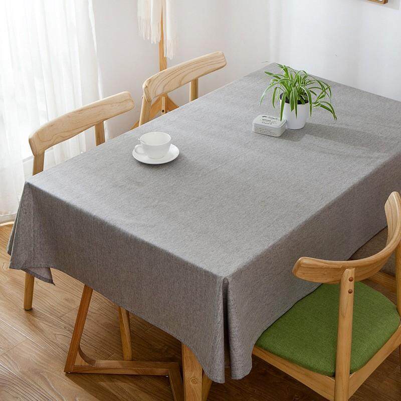 120*160cm Europe Style Waterproof Oilproof Table Cloth Modern Plain Linen Table Cover Outdoor Home Hotel Banquet Desk Cloth - intl