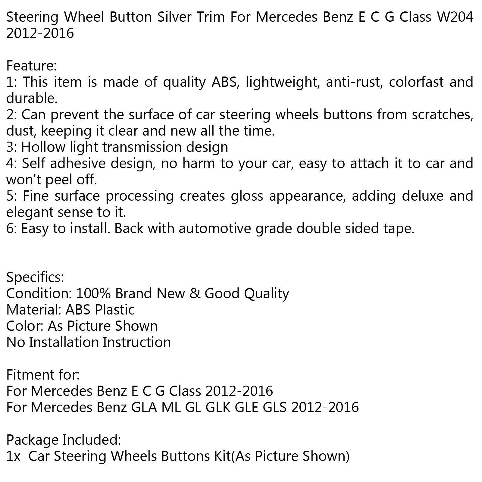 Areyourshop Steering Wheel Button Silver Trim for E C G Class W204 2012-2016