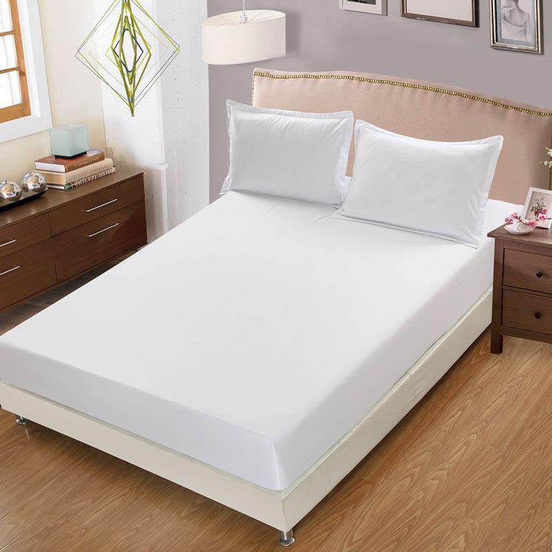 Solid Color Fitted Bed Sheet Washable Mattress Protector Anti-sip Bedcover 180x200cm - intl