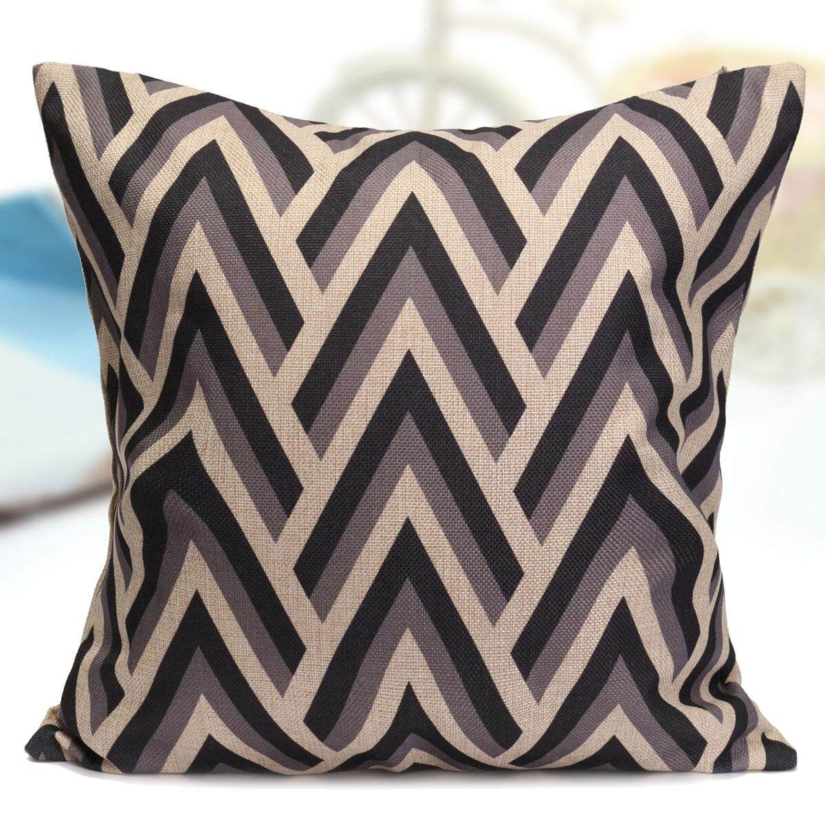 Simple Geometric Cotton Linen Pillow Case Home Sofa Back Throw Cushion Cover#2