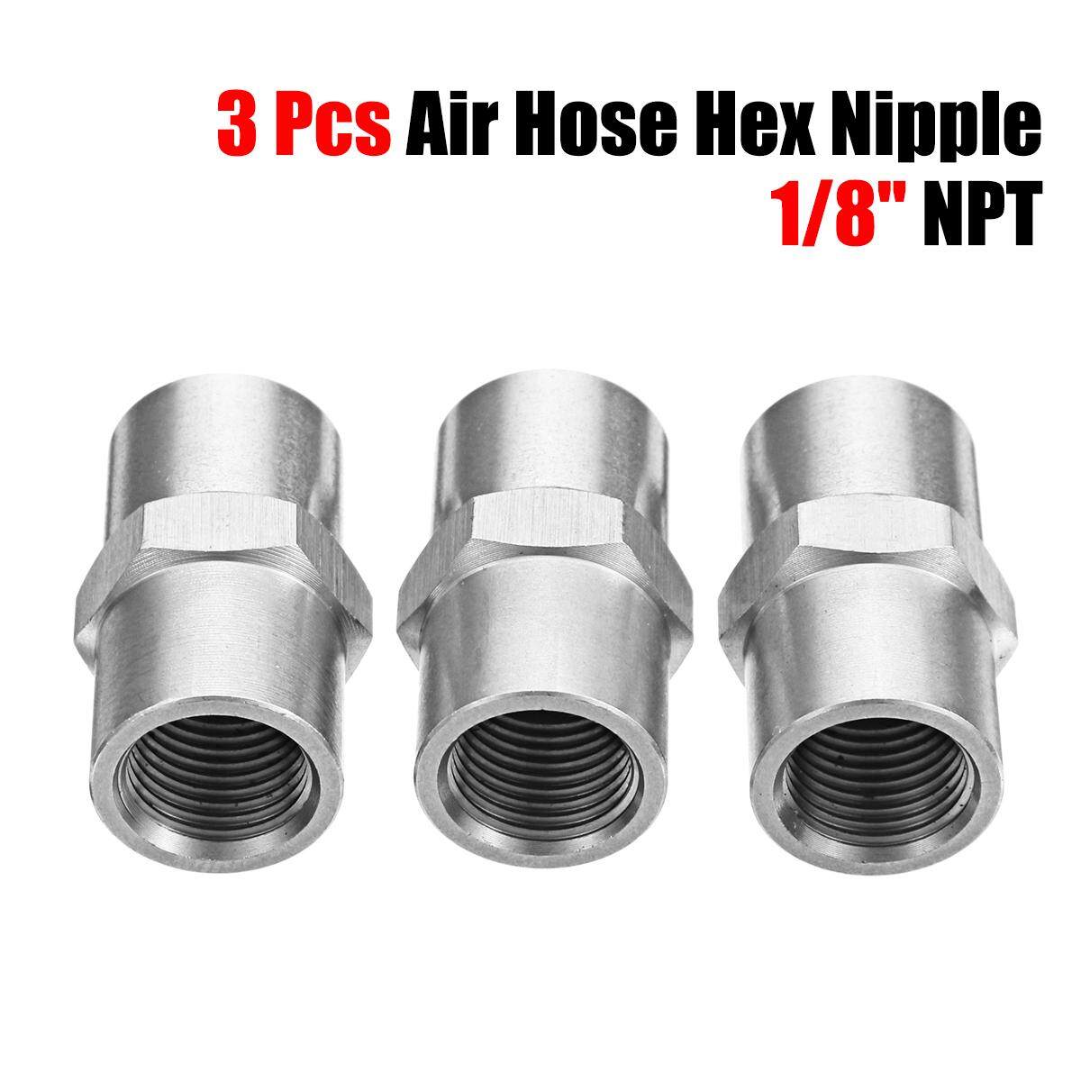 3Pcs Paintball PCP CO2 Air Hose Pipe Hex Nipple Fitting 1/8'' NPT Female Adapter 