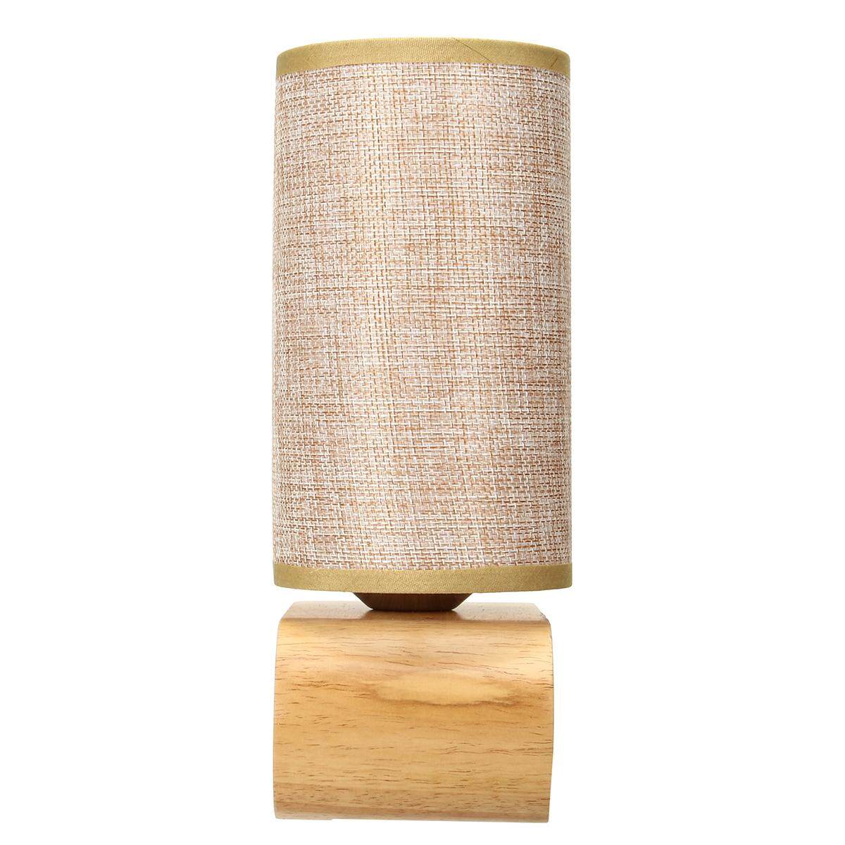 Wooden Modern Table Lamp Timber Bedside Desk Reading Light Brown White - intl