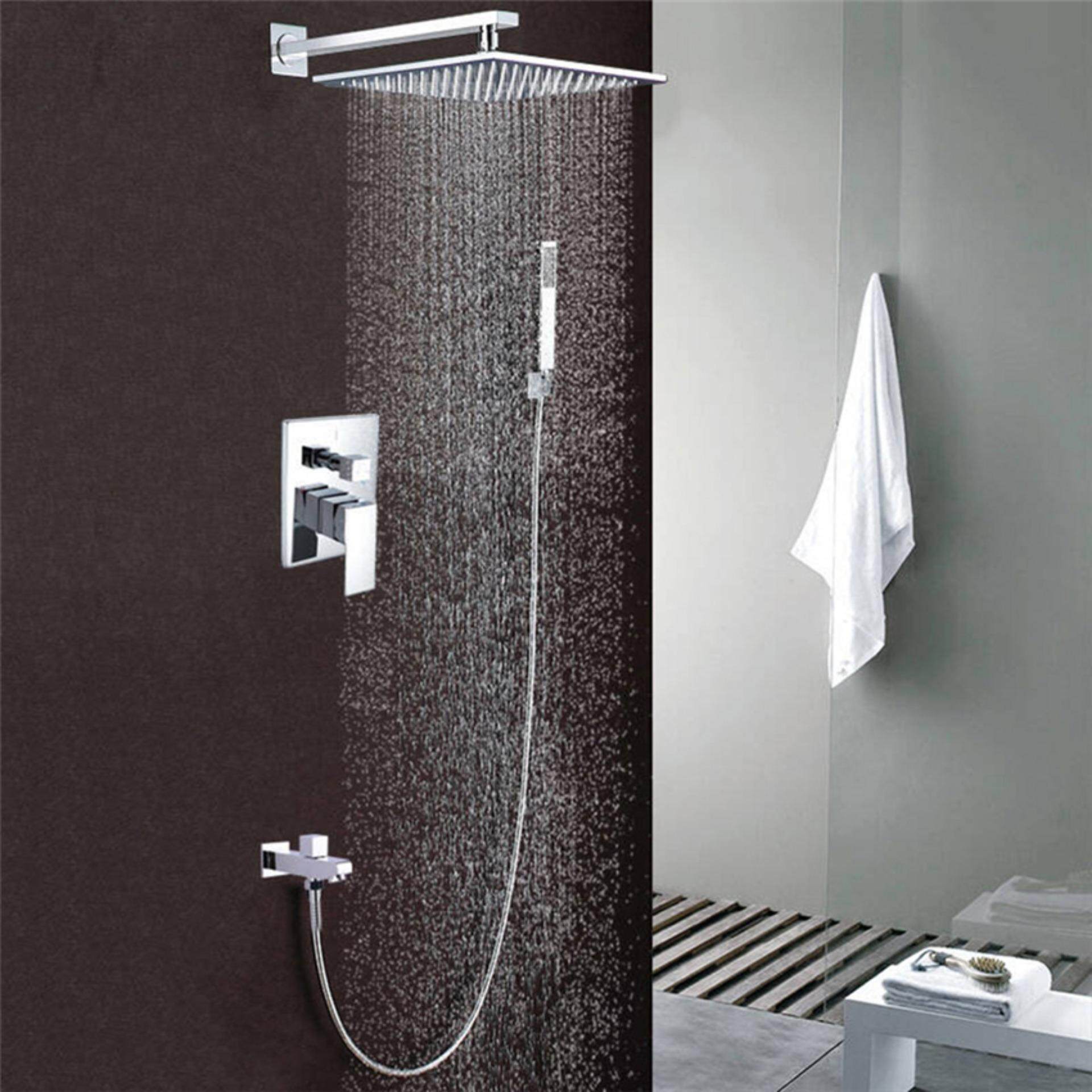 The New 8 inch Stainless Steel Bathroom rain shower faucets head shower set(sliver)