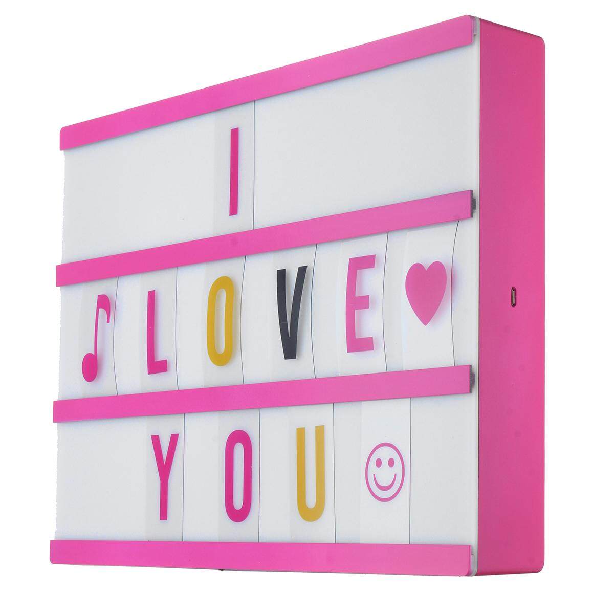 A4 CINEMATIC LIGHT UP LETTER BOX LED SIGN WEDDING PARTY CINEMA PLAQUE SHOP USB (Pink) - intl