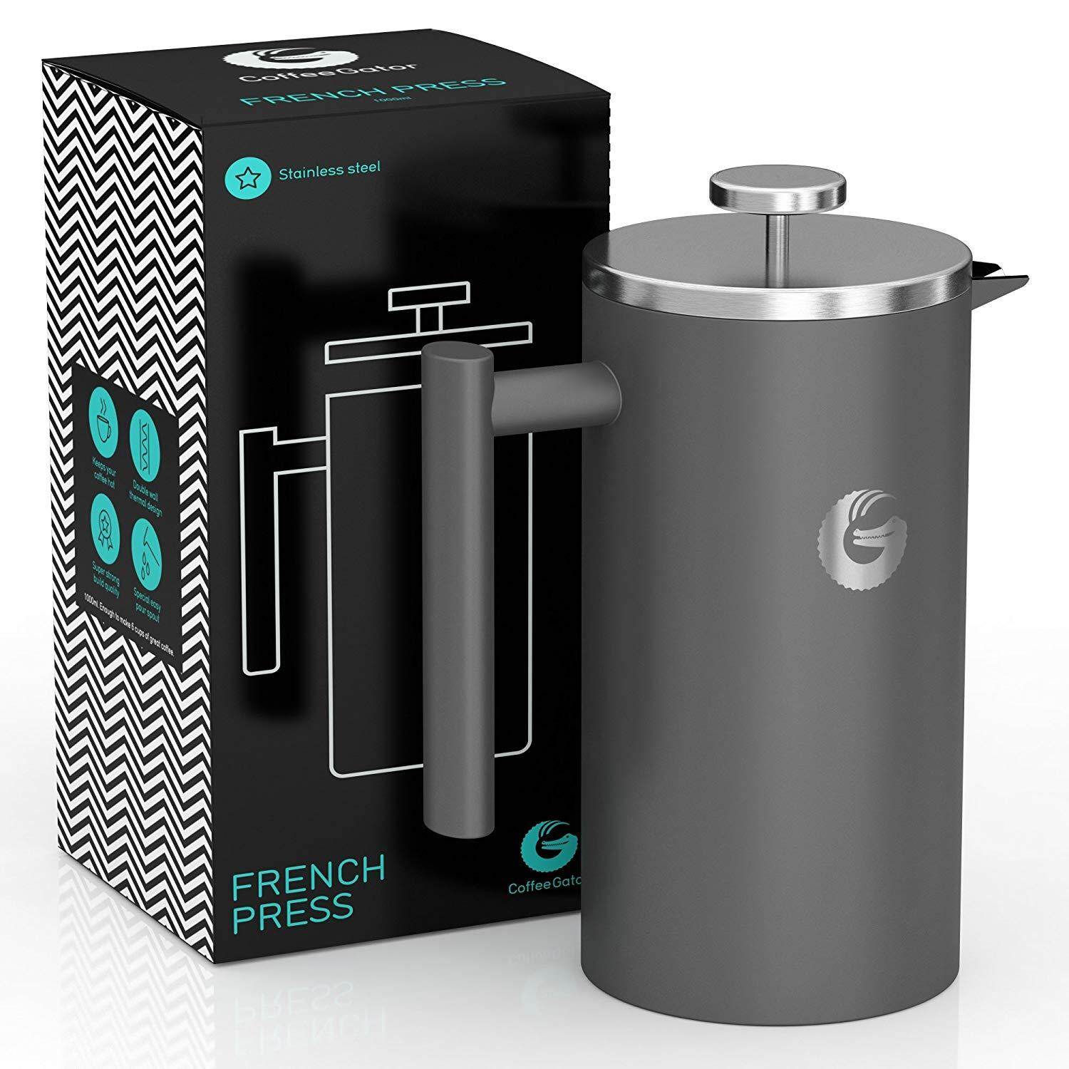 Coffee Gator Large French Press Coffee Maker – Vacuum Insulated