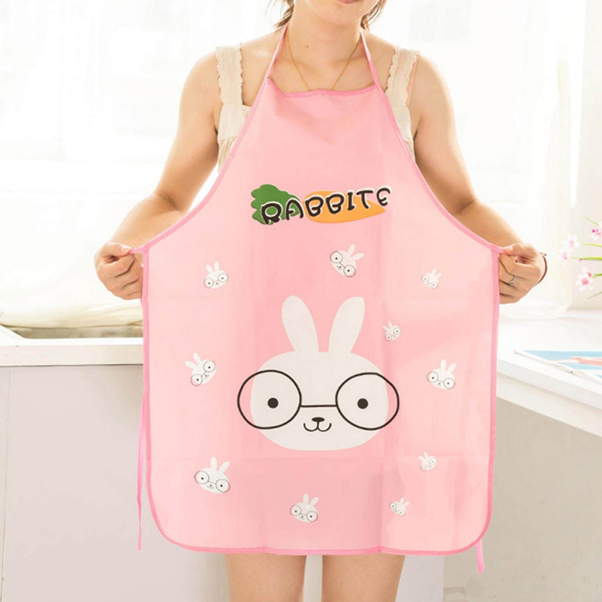 Home Women Waterproof Cartoon Kitchen Restaurant Cooking Bib Aprons Pink Type:Rabbit