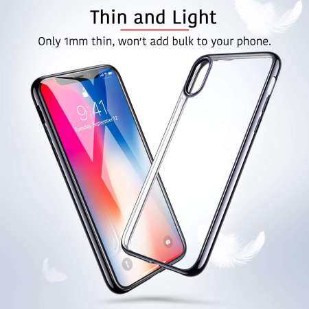 For iPhone X Slim Clear Casing Soft Flexible TPU Plating Bumper Case Cover