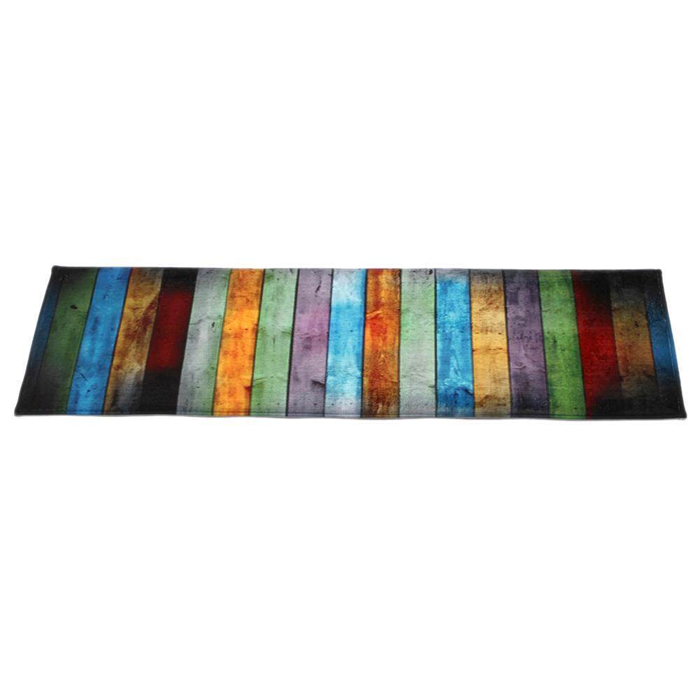 Colorful Wooden Board Non Slip Water Absorbent Bath Mat Carpet Door Rug Pad