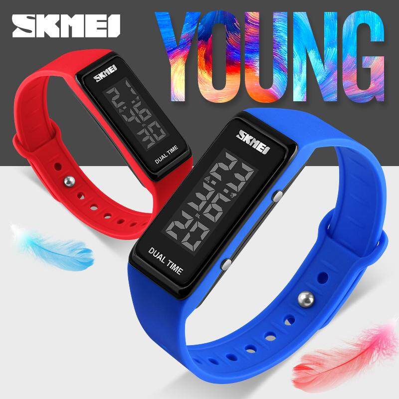 Mode Sukan Jenama SKMEI 1277 LED Digital Jam Tangan Pelbagai Fungsi Kalis Air Watch untuk Lelaki Wanita Lengan