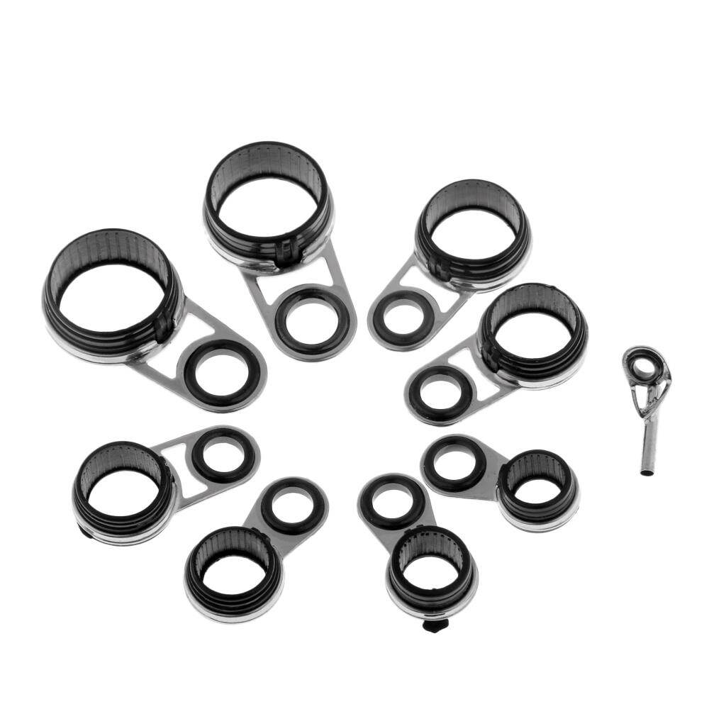 Loviver 9pcs Heavy Duty Fishing Rod Guide Eye Ring Top Tip Line Ring Rod Repair Kit Mixed Sizes