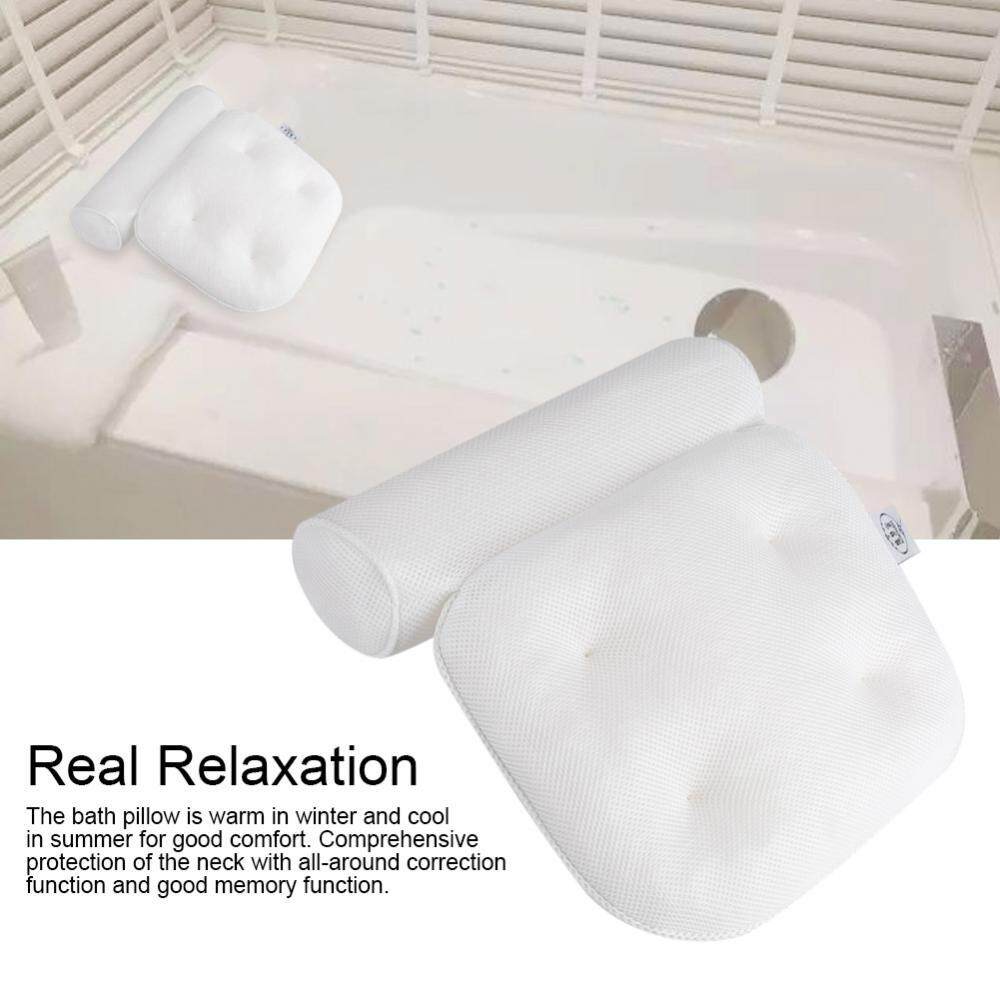 3D Mesh Spa Non-Slip Cushioned Bath Tub Spa Pillow Bathtub with Suction Cups for Neck and Back - intl