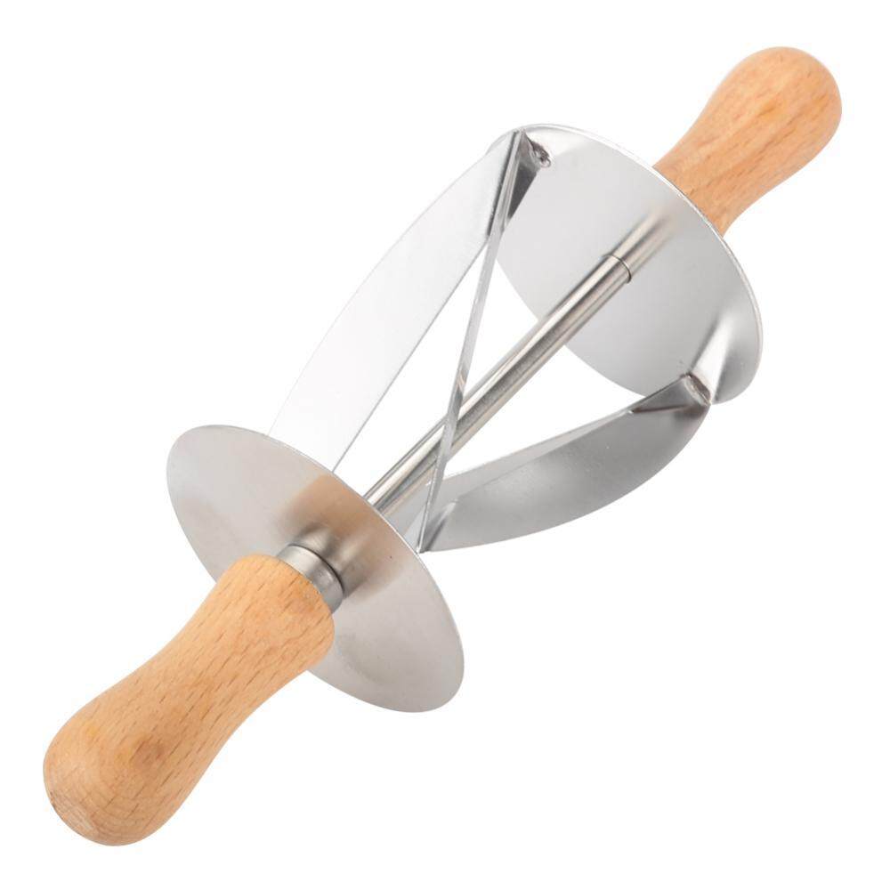 Stainless Steel Croissant Rolling Cutter Bread Dough Pastry Making Tool with Wooden Handle - intl