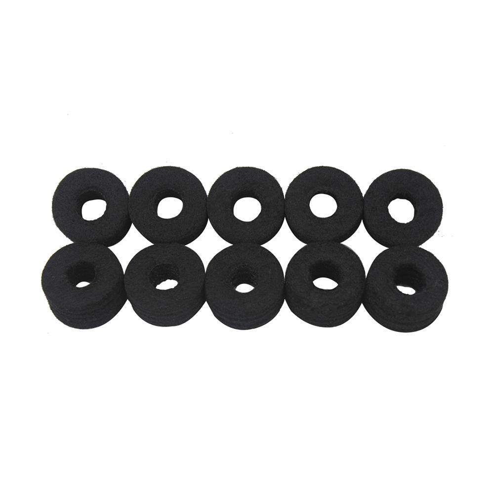 10pcs Cymbal Stand Felt Washer Pad Replacement Round Soft Black for Drum Set Cymbals (Black) - intl