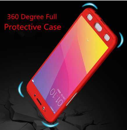 เคส Elaike สำหรับซัมซุงกาแล็คซี่ J5 PRIME/On5 2016 สีทึบ 360 เต็มรูปแบบป้องกันกรณี HYBRID PC Hard + กระจกเทมเปอร์ (สีดำ)